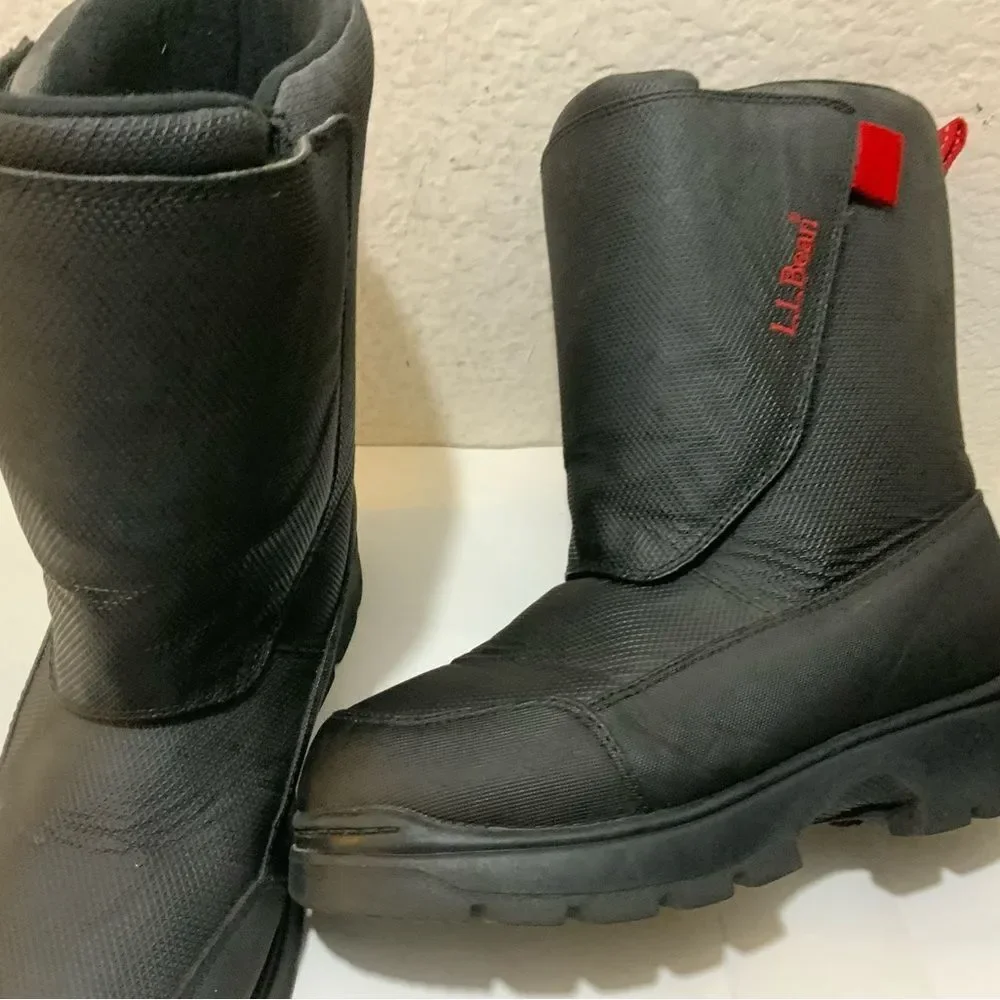 LL Bean Youth Unisex Big Kids Northwoods Snow Winter Boots Black Red Size 6